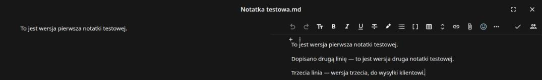 Widok porównania dwóch wersji obok siebie