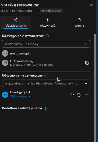 Utworzony link gotowy do wysłania